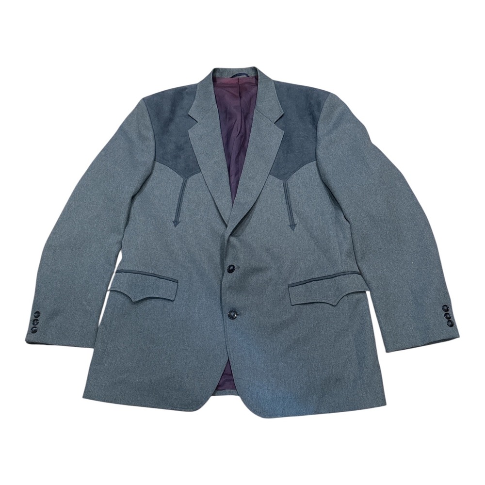 Vintage Circle S Western Blazer Blue Contrast Yoke Made in USA 46L Mens Coat